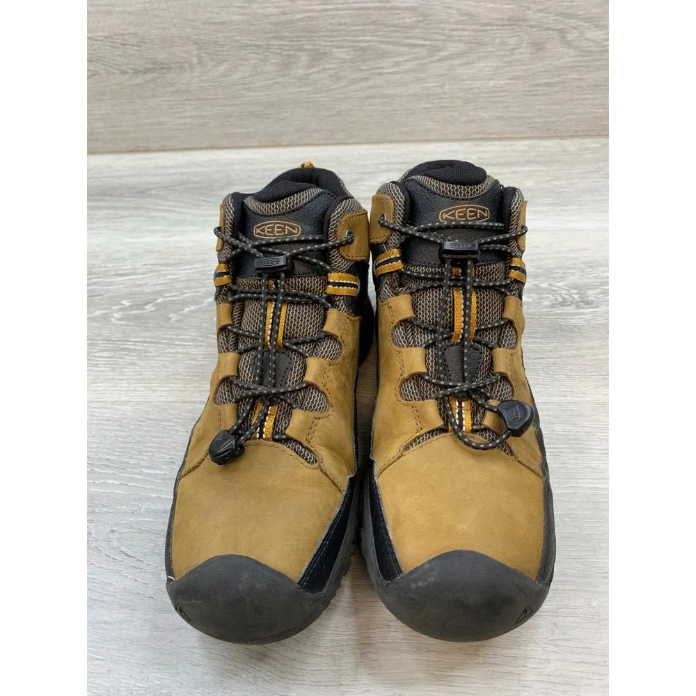 KEEN Dry Waterproof Hiking Boots Tan Black Yellow 1019834 Youth 5 Trail Shoes